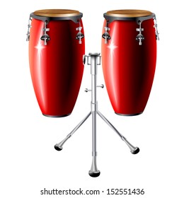 Musical background series. Traditional Conga drum, isolated on white background