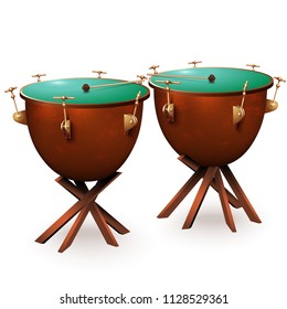 Musical background series. Traditional Russian drum (Tulumbaz), isolated on white background. Vector illustration
