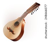 Musical background series. Traditional Spanish bandurria, isolated on white background. Vector illustration