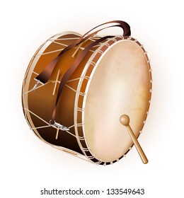 Musical background series. Traditional Turkish drum, isolated on white background