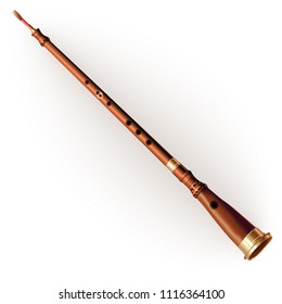 Musical background series. Traditional Ukrainian surma horn, isolated on white background. 