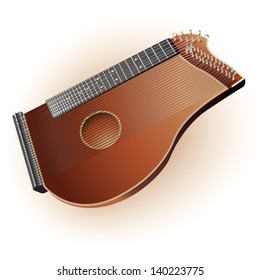 Musical background series. Traditional zither, isolated on white background. Vector illustration