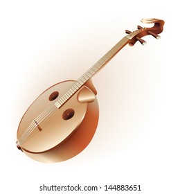 Musical background series. Trasitional Chinese lute (ruan)l, isolated on white background. Vector illustration