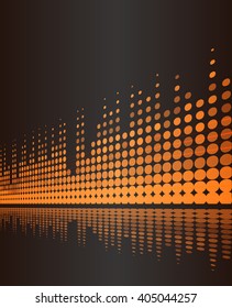 Fondo musical con líneas de volumen de frecuencia digital de estudio en marrón oscuro. Ilustración vectorial