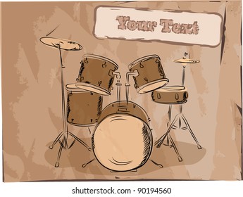 Musical background, and style drums, the vector