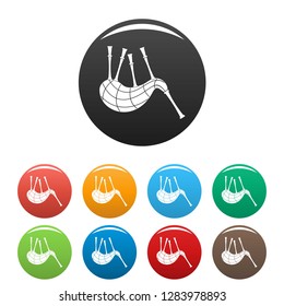 Musical bagpipes icons set 9 color vector isolated on white for any design