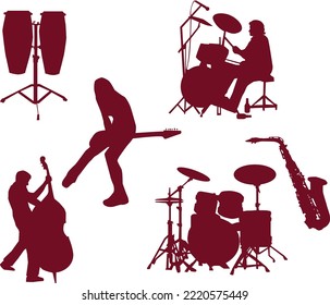 musical band group silhouettes vectors 