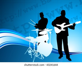 Musical Band on Internet Background Original Vector Illustration  Musical Band Ideal for Live Music Concept