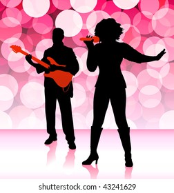Musical Band on Lens Flare Background Original Vector Illustration  Musical Band Ideal for Live Music Concept