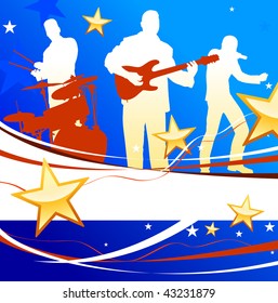 Musical Band on Patriotic Background Original Vector Illustration  Musical Band Ideal for Live Music Concept