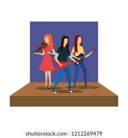 musical band on stage avatars characters