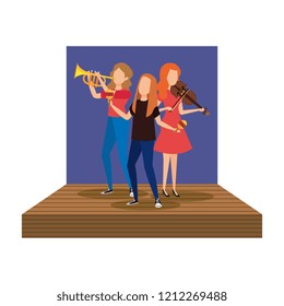 musical band on stage avatars characters