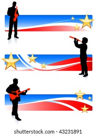 Musical Band with Patriotic Banners Original Vector Illustration  Musical Band Ideal for Live Music Concept