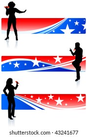 Musical Band with Patriotic Banners Original Vector Illustration  Musical Band Ideal for Live Music Concept