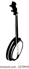 musical banjo saxophone black and white drawing