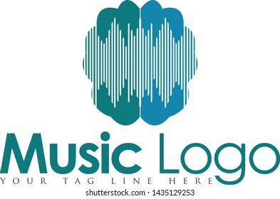 Musical Brain Logo Design Icon 