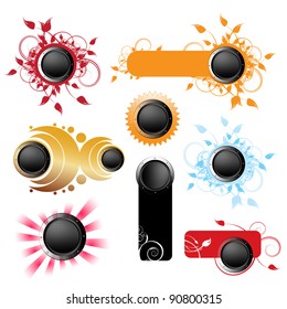 Musical buttons on a white background