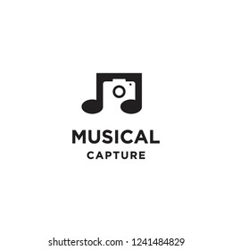 musical camera logo icon template