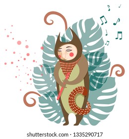 Musical cat with flute