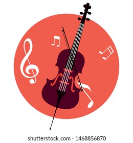musical cello on note background