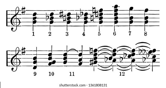 Música Cords varios acordes musicales escritos: vector de stock (libre de  regalías) 1361808131 | Shutterstock
