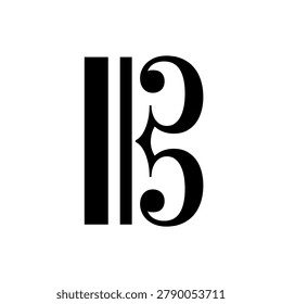Musical clef or C-clef symbol. Black C clef vector icon