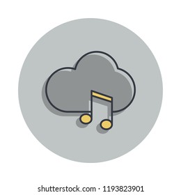 musical cloud icon in badge style. One of web collection icon can be used for UI, UX