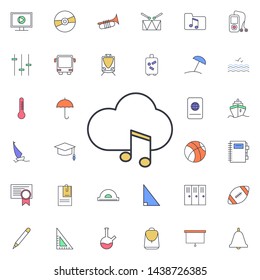 Musical cloud icon. Universal set of web for website design and development, app development
