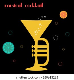 musical cocktail, martini, vector illustration