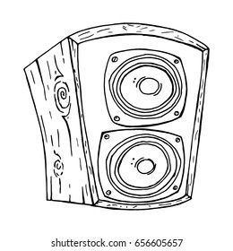 Musical column. Vector illustration musical speaker isolated on white background. Hand drawn doodle music column.