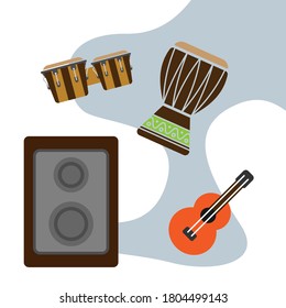 Musical column with which latin american music is played: cuban, brazilian, hawaiian, jamaican. It can be samba, salsa, reggae or something else.
All icons are on a separate layer.