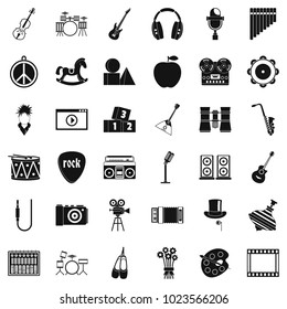 Musical comedy icons set. Simple set of 36 musical comedy vector icons for web isolated on white background
