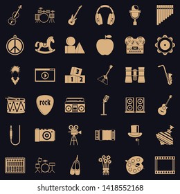 Musical comedy icons set. Simple set of 36 musical comedy vector icons for web for any design