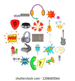 Musical composition icons set. Cartoon set of 25 musical composition vector icons for web isolated on white background