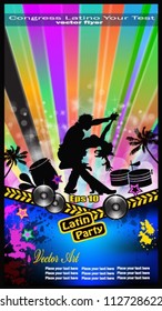 Musical Concept For Latino Dance, Salsa, Bachata, Merenghe Balladas Flyer For Night Party Or  Exhibitions.