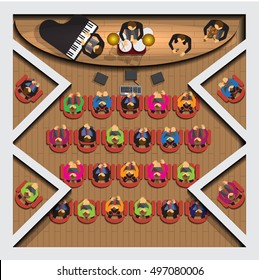 Musical Concert. Top view. Vector illustration.