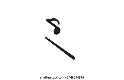 Musical conductor stick icon for orchestral or music direction designs