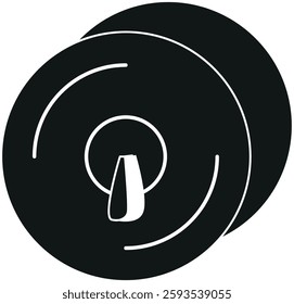 Musical cymbals black-and-white vector illustration