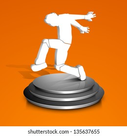 Musical dance party background. flyer or banner with dancing boy on stage,