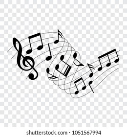 Musical design element, music notes, isolated, vector illustration.