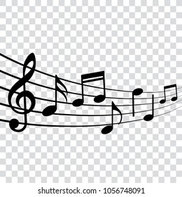 Musical design element, music notes, isolated, vector illustration.