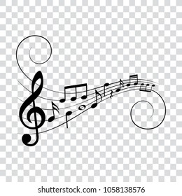 Musical design element, music notes, isolated, vector illustration.