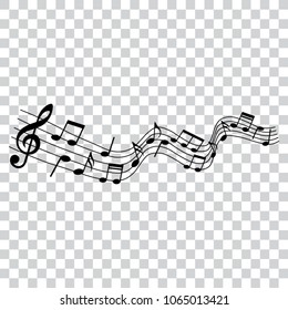 Musical design element, music notes, isolated, vector illustration.