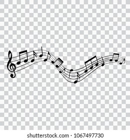 Musical design element, music notes, isolated, vector illustration.