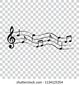 Musical design element, music notes, isolated, vector illustration.