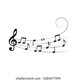 Musical design element, music notes, symbols, vector illustration.