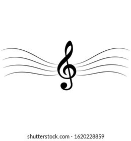 Musical design element with treble clef, vector illustration.