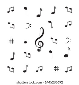 Musical design element,music notes,symbols,vector illustration. - Vector