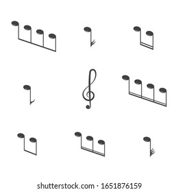 Musical design element,music notes,symbols,vector illustration. - Vector