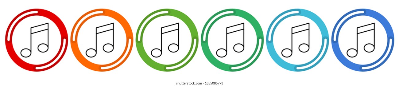Musical Design Elements collection. Vector 6 colors option icon. Vector illustration flat design UI and UX